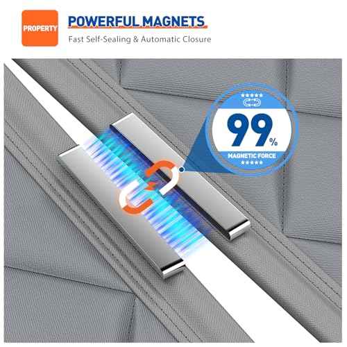 MAGZO Magnetic Thermal Insulated Door Curtain Fits Door Size 60" x 96", Oxford Cloth Strong Magnets Winter Entrance Insulation, Thicken Cotton Doorway Cover for Sliding Entrance, Gray