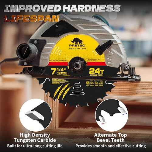 Circular Saw Blade 7 1/4" 24T Wood Cutting Framing/Fine Finish Circular Saw Blade, 5/8" Arbor, TCT Carbide-Tipped, Teflon Anti-Stick, Miter Saws Blades for Wood, MDF, OSB, Laminated, Plywood (10 Pack)