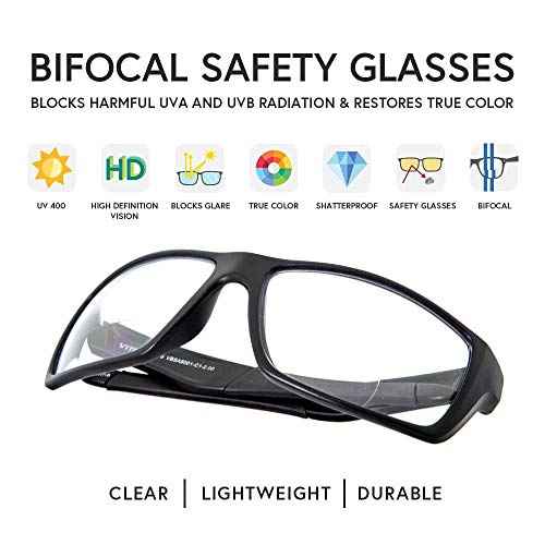 VITENZI Bifocal Safety Glasses with Readers Wrap Around Sport Magnifying Safety Reading Protective Goggles Men Women Palermo