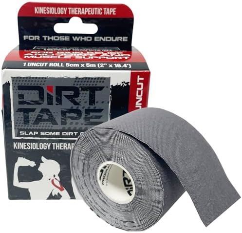 Athletic Kinesiology Tape - Muscle Pain Relief & Joint Support - Premium Elastic Cotton - Latex-Free - Water Resistant - Gym, Indoor & Outdoor Sports - Single Roll (16.4 ft) - Grey