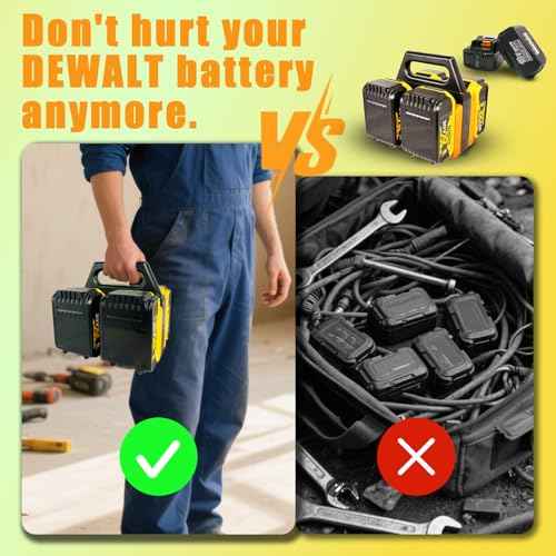 Battery Holder for Dewalt 20V &18V ? 4-Slot Portable Battery Organizer for Tool Bags & Job Sites ? Carry Multiple Batteries with Ease and Keep Them Ready for Use.