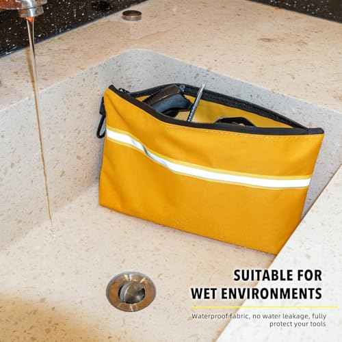 Multi-Purpose Waterproof Tool Pouch Set with Internal Pockets, 1680D 12¡± Tool Bags (4-Pack) with Water-Resistant Zipper and Durable Wide-Base Design for Tools, Gadgets