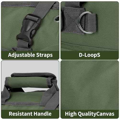 Heavy Duty Tool Roll Bag Organizer with Detachable Pouches, Gift for Men, Father's Day, For Mechanic, Electrician, Plumber, Carpenter (GREEN)