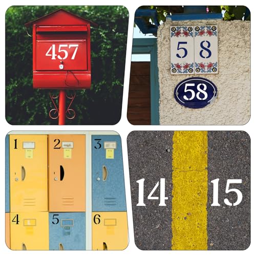 Curb Stencil Kit 0-9 Address Number Stencils for Address Painting 20 Pcs Reusable Plastic Numbers Stencils Interlocking Templates for Painting on Road Wood Wall Mailbox (5.1 ¡¿ 4.3 Inch)