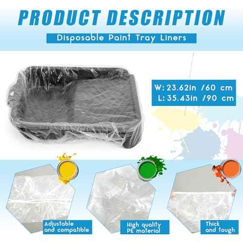 10 Pcs Paint Tray Liners Disposable Paint Roller Tray Liners Paint Pan Liners Paint Roller Tray Sets (18 Inch)