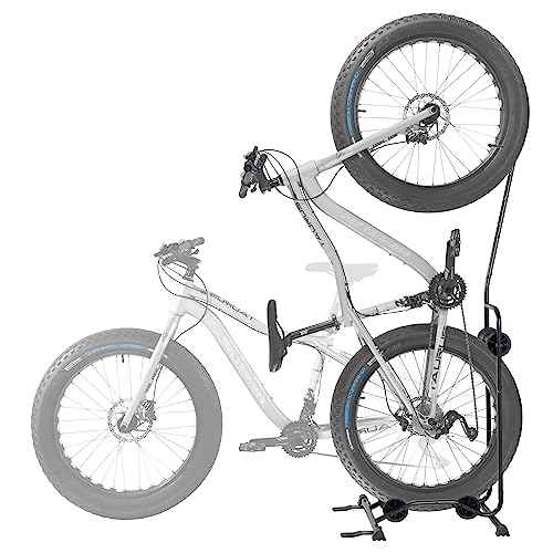 CyclingDeal Upright Bike Stand - Premium Quality Vertical & Horizontal Adjustable Bicycle Floor Parking Rack - for Storing MTB Road Bikes - up to 29¡± Wheel Size - for Fat Bike - 1 Bike