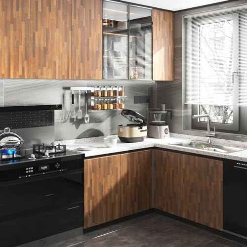 FunStick 36"x200" Large Butcher Block Countertop Contact Paper Waterproof Brown Wood Contact Paper for Cabinets Peel and Stick Countertops Wood Wallpaper for Kitchen Counter Top Covers Desk Vinyl Wrap