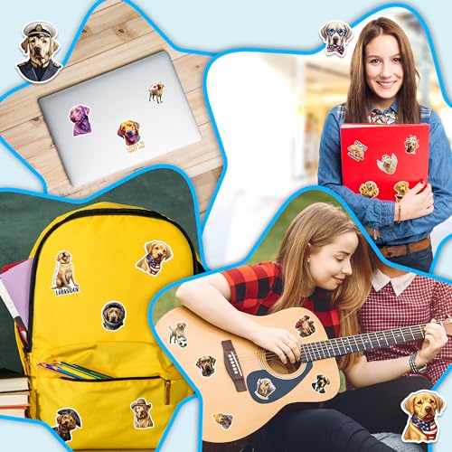 Labrador Stickers 50 Pieces Vinyl Waterproof Decal for Laptop Water Bottle Phone Car Window Bike Motorcycle Stakeboard Scrapbook Labradors Sticker Gifts for Kid Teen Adult