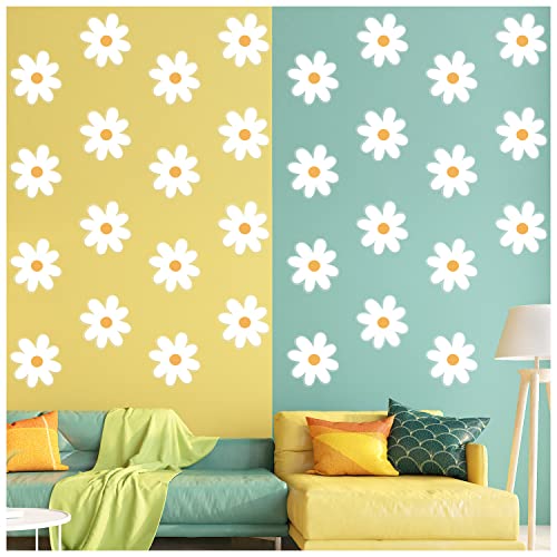36pcs White Daisy Floral Wall Decals for Kids, Nursery, Classroom, Living Room