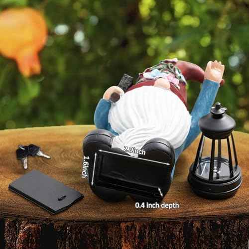 Hide A Key Outside Gnome Figurine Key Hiders Outside Gnome Statues Resin with Solar Light Decorations for Yard Outdoor Garden