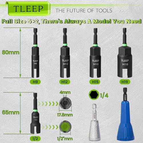 Wing Nut Driver 1/2" 9mm 12mm 15mm 19mm and Wire Nut Twister, 1/4" Hex Nut Driver Set for Impact Drill, Hurricane Shutter Hardware for Panel Nuts Screws Bolt Eye C Hook Q-Hanger Wire Twisting