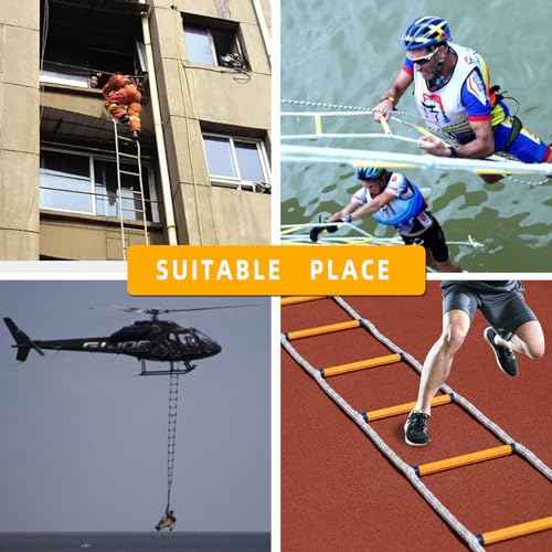 Emergency Fire Escape Ladder,Flame Resistant Safety Rope Ladder with Hooks10FT/13FT/16FT/26FT/32FT/49FT,Fast to Deploy,Easy to Store Withstand Weight up to 2000 pounds(10FT)