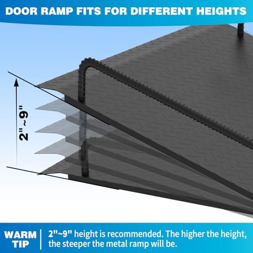 Door Threshold Ramp with Detachable Handles Fits for 2.0" to 9.0" Rise, Wheelchair Doorway Ramp for Scooters/Elderly/Walkers/Stairs(800 LBs Loading, 33.5" L*37.4" W, Alloy Iron, 40.0 LBs)