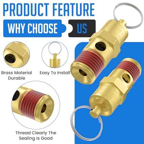 2 Pcs 1/4" NPT(M) 200 PSI Air Compressor Pressure Relief Valve, Brass Safety Valve for Air Compressor (Tank Pop Off)