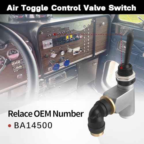 Air Toggle Control Valve Switch Self-Locking Compatible with Peterbilt 379 389 Fit for Kenworth, International LT Series 1/4 Inch Truck Quick Connect Air Toggle Switch Replaces BA14500