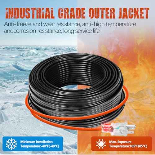 £¨3FT-200FT£©Pipe Heating Cable for Pipe Freeze Protection, Heat Cable for Water Pipes, Heat Tape for Water Pipes, Plumbing Fixtures, Keeps Water Flowing at -40¡ÆF, 120V 5W/FT£¨80FT£©