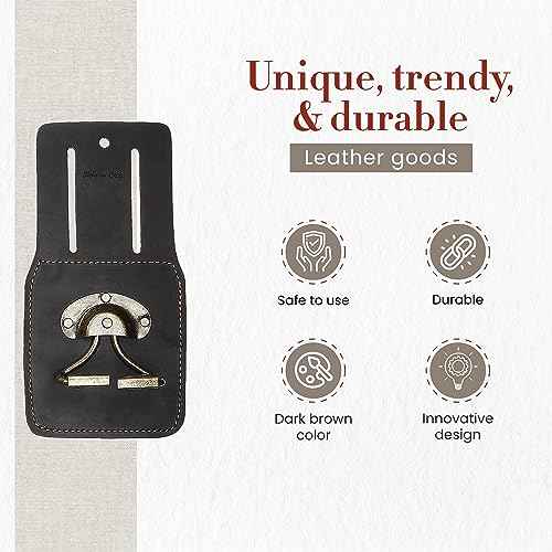 Style n Craft Spring-Loaded Swivel Hammer Holder, Full-Grain Oiled Leather Hatchet Holder, Compatible with All Types of Hammers and Hatchets, Dark Brown (74440)