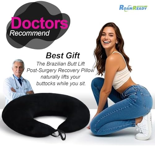 BBL Pillow After Surgery for Butt Sleeping Sitting, Driving Donut Hemorrhoid Pillow, Seat Support Hip Cushion, Cotton BBL Post Surgery Recovery Must Haves (Upgraded)
