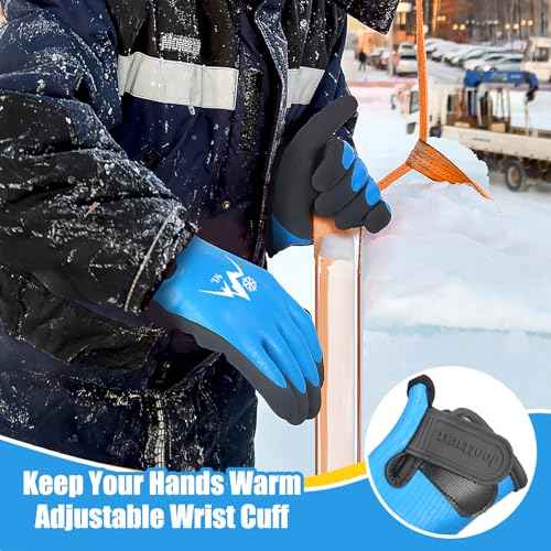 Waterproof Gloves Winter Work Gloves for Men Large Thermal Insulated Freezer Gloves Latex Coated Gloves