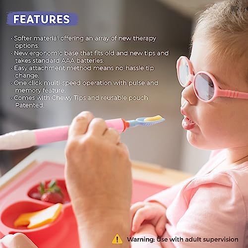 TalkTools Sensi Oral Sensory Therapy Tool with Soft Sensi Jaw Tips (Pink, 10 Tips Set - Pink)