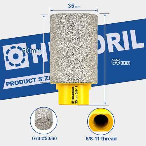 HIGHDRIL Diamond Milling Finger Bits for Enlarging and Shaping Hole,Diameter 35mm (1-3/8") Dry Drilling Core Bit for Porcelain,Hard Ceramic,Granite and Marble