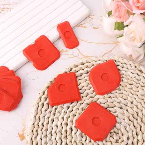 10pcs Plastic Caulking Tool Set, Reuse Grout Scraper Sealant Profiling Finishing Smoothing Tool Caulk Smoother Remover for Window Kitchen Bathroom Floor Sink Joint Sealing (Red)