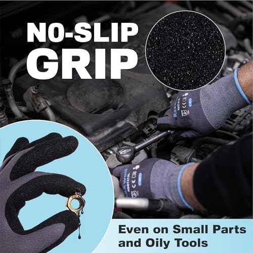 Raxwell Safety Work Gloves MicroFoam Nitrile Coated,Abrasion-Resistant,Seamless Knit for Gardening,Mechanics,and Construction