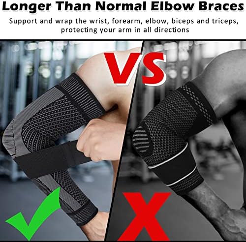 beister Compression Arm Sleeves with Elastic Strap for Men & Women (Pairs), Elbow Braces, 20-30 mmhg Non-Slip Breathable Thick Full Arm Supports for Tennis Elbow, Workouts, Arthritis,Lymphedema,DVT