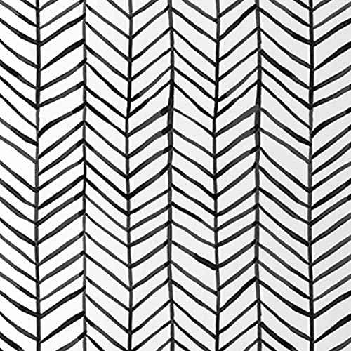MulYeeh 17.5'' x 118'' Adhesive Peel and Stick Paper Herringbone Black White Wallpaper Removable Wall Covering Prepasted Decorative