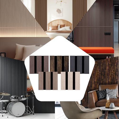 Mollywell Wood Panels for Wall, Time-Saving Installation, Versatile Wood Slat Wall Decor, Enhanced Acoustic & Sound Proof Fluted Design for Home & Office, Sample Pack, 4.2x3.9 Inch