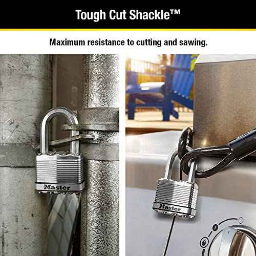 Master Lock M5XTLF Magnum Heavy Duty Outdoor Padlock with Key, 2 Pack Keyed-Alike Silver