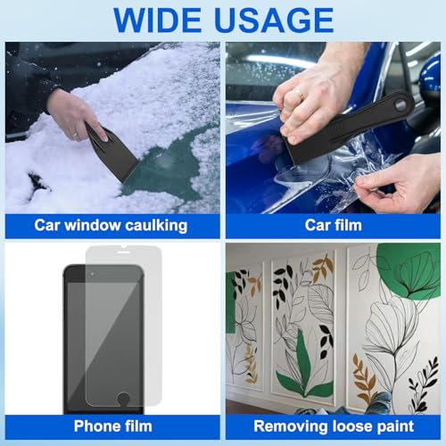 6 PCS Plastic Putty Knife, 2 Inch Black Flexible Putty Knife Scraper for Taping Drywall Spreading Repairing Walls Scratching