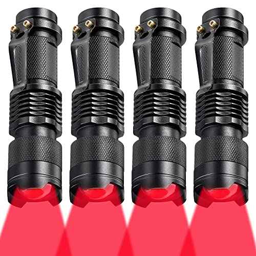 Honoson 8 Pieces Red Light Flashlight LED Single Mode Torch 1 Mode Scalable Red Lens Filter Flashlight for Night Astronomy Aviation Observation Beach Safe