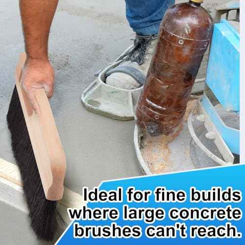 2 Pcs Concrete Brush Horsehair Bristles, 12 Inch Length Masonry Brush Wood Backed Concrete Broom, Black Horsehair Fibers
