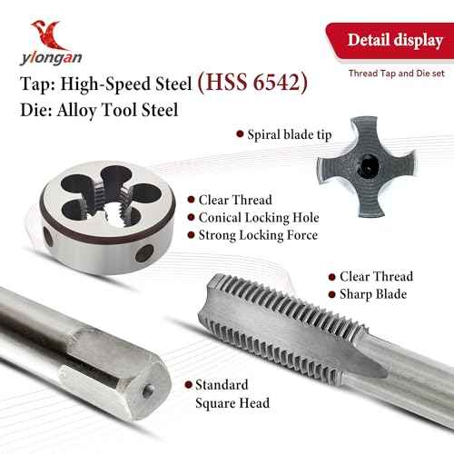 M14X1.5 Tap and Die Set, Metric Right Hand M14 x 1.5 Tap Die Set, 14 x 1.5mm High-Speed Steel Thread Milling Tap and Die Suitable for Various Metals, M14 Thread Tap and Round Thread Die Tool