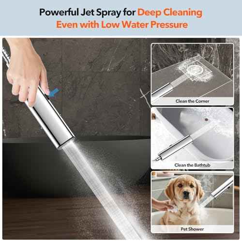 JDO High Pressure Shower Head, 7 Spray Modes Rain Shower Heads with Handheld Spray Combo, Dual Showerhead with 10 Inch Rainfall Spray, Detachable Hand Held Shower, Stainless Steel Hose, Power Wash