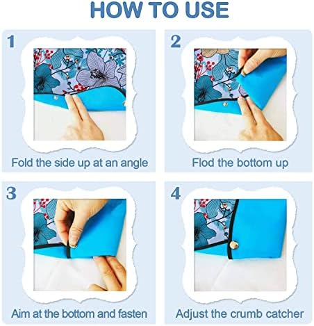 Adult Bibs with Crumb Catcher, Washable and Adjustable Adult Bibs for Women Men Elderly Seniors