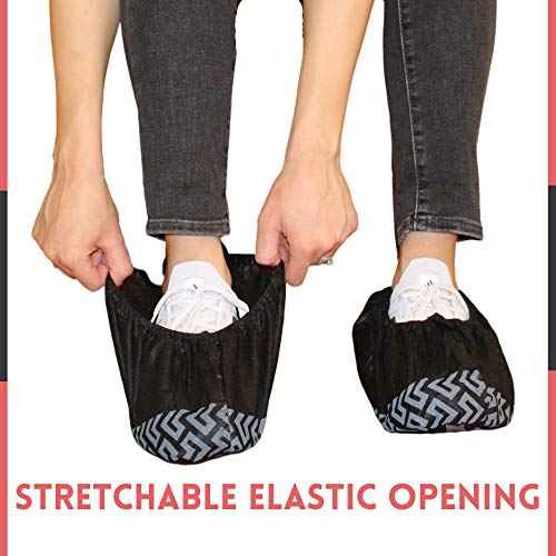 Shoe Covers - X Large, Extra Thick With Non Skid Soles, Professional Sleek Black Disposable Boot and Shoe Booties, One Size Fits Most, Non Slip - Indoor/Outdoor (200)