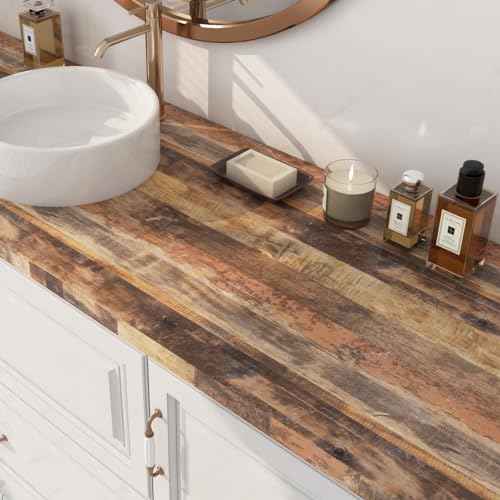 LACHEERY Rustic Shiplap Wallpaper Peel and Stick Kitchen Countertop Contact Paper Wood Grain Wallpaper for Kitchen Counter Contact Paper for Countertops Waterproof Removable Vinyl Wall Cover15.8 x80