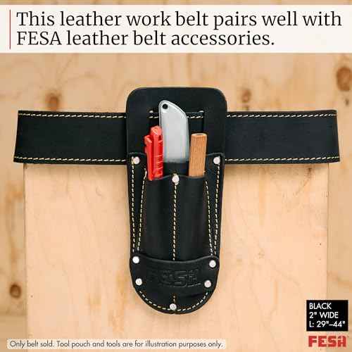 FESA Men's Leather Tool Belt - Handcrafted Top Grain Leather Tool Pouch Belt for Carpenters & Other Trade Professionals