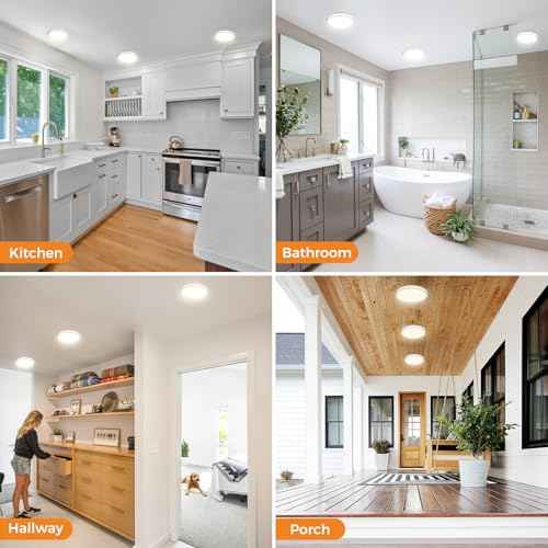 3 Pack Flush Mount Ceiling Light Fixtures - 3000K-4000K-6500K & 100W Equivalent Flat led Lights for Room Ceiling,12 Inch Ultra Thin Round White Ceiling Lights for Living Room,Bedroom,Kitchen,Bathroom