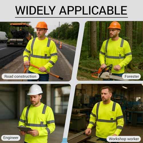 3Pack Hi Vis Class 3 Reflective Safety Shirt - Long Sleeve Work T-Shirt
