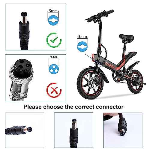 EVAPLUS UL Certified 54.6V Electric Bike Power Adapter, Fast Electric Scooter Charger for 48V Lithium Battery, DC Connector 5.5mm * 2.5mm/2.1mm