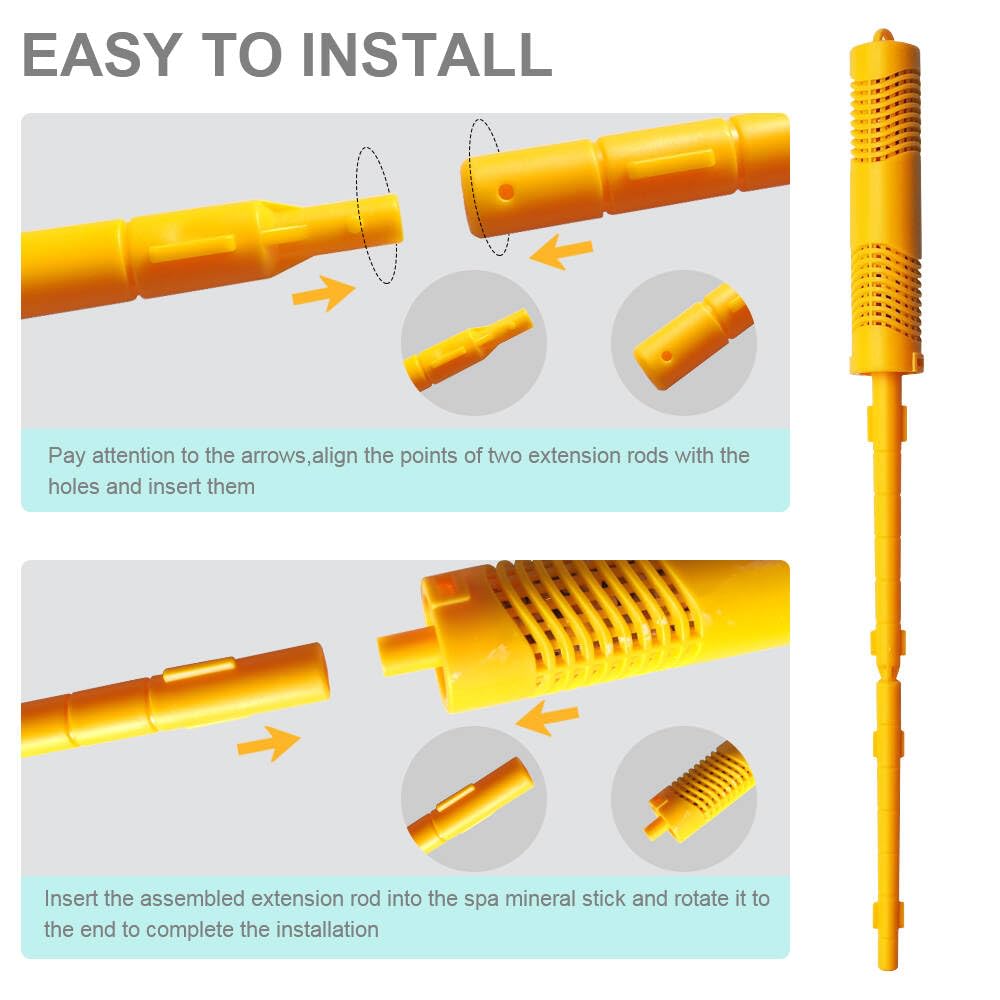 OBMAO Spa Mineral Sticks, Hot Tub Mineral Stick, Spa Mineral Sticks for Hot Tub with 4 Months Lifetime Universal for Pool&Hot Tub to Keep Water Clear(Yellow,2PCS)