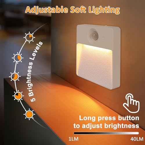 16 Pack Rechargeable Motion Sensor Stair Light for Indoor, RGBW Battery Operated Closet Lights, Stick On Night Lamp, Motion Activated Magnetic Lighting Lamps for Step,Cabinet,Hallway,Bathroom