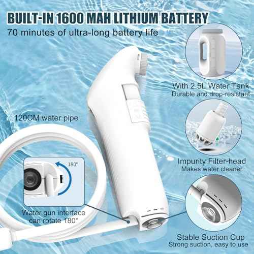 Electric Portable Bidet for Travel,Large Handheld Bidet Sprayer with 2.5L Peri Bottle,High Pressure Rechargeable,Portable Toilet Butt Washer for Women,Men,Elder,70-Minute Usage