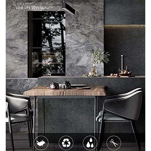 burgeliy 3D Grey Marble Vinyl Wrap Protector Auto Modification Wallpaper 15.8"x80" Classic Style, Waterproof, Heat-Resistant,Thickened Peel and Stick, Countertops, Cabinets, Self Adhesive Tint Film