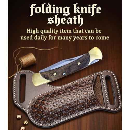 Knife Sheath,Thick Genuine Leather Knife Sheath for Belt,Fits Folding Pocket Knife Sheaths EDC Tool Holster