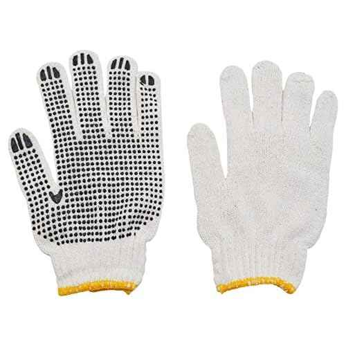 48 Pairs PVC Dotted Knit Work Gloves for Men Women, Comfortable Non Slip Cotton Gloves for General Purpose, One Size Bulk (48 Pairs White w/PVC Dots)