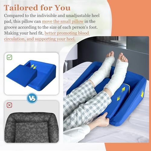 Heel Protectors for Bed Sore Pressure Relief Pillow Heel Elevation Foam Cushion Foot Ulcer Treatment Wedge Heel Offloading Support for Bedridden Patient Ankle Sleeping Positioning